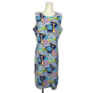 Like New J. McLaughlin Catalina Cloth Sophia Mini Dress with Peacocks Large
